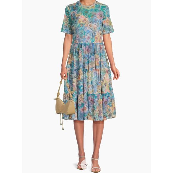 Johnny Was Mesh Floral Tiered Slip Dress Size S Small - Picture 4 of 10